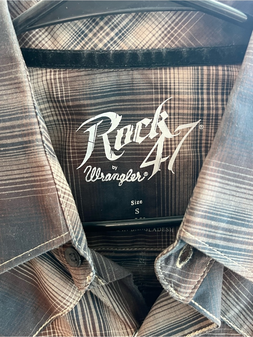 Wrangler Rock 47 Brown Plaid Lightweight Shirt Jacket